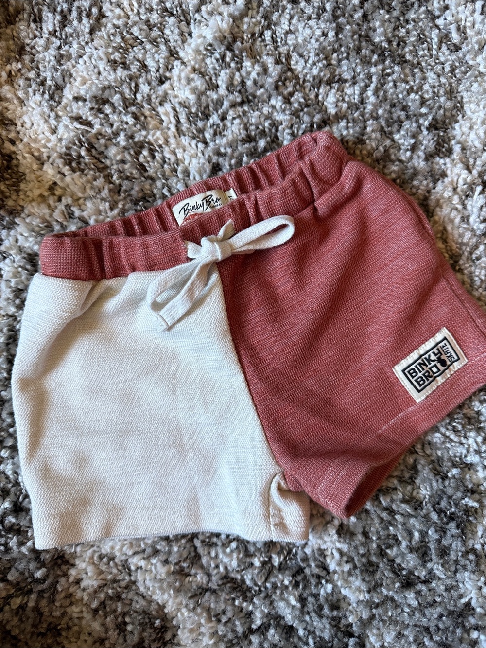 Binky Bro toddler shorts- rust and cream